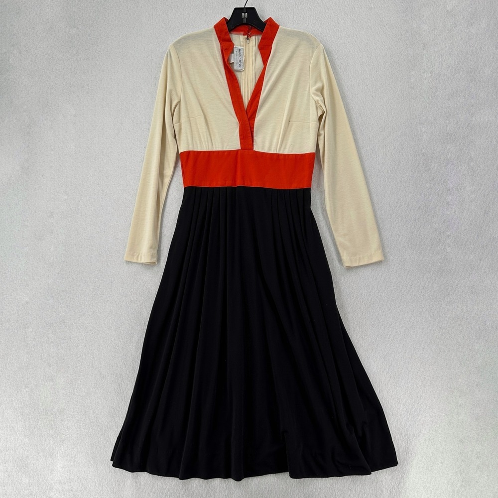 Howard Wolf  Vintage 70s Colorblock Dress Sz 12‎ Retro Jersey